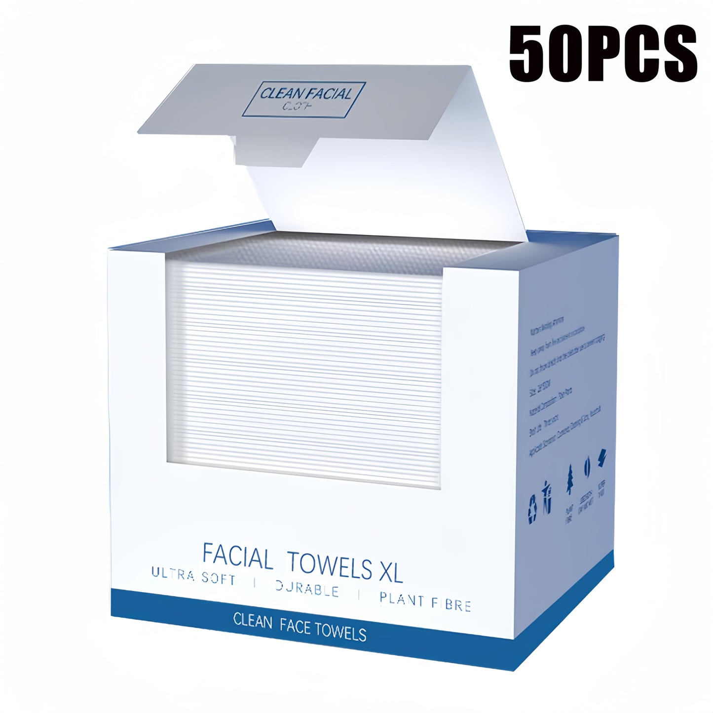 Dry Disposable Facial Towels in 50- or 150-Piece Boxes for Face Cleansing, Makeup Removal and Travel