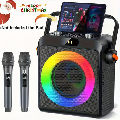 JYX T19-T Karaoke Machine for Adults with 2 Microphones & RGB Light Show - Wireless Bluetooth Speaker, Live Streaming Function, Home Party KTV System, Christmas Birthday Gift for Family Friends