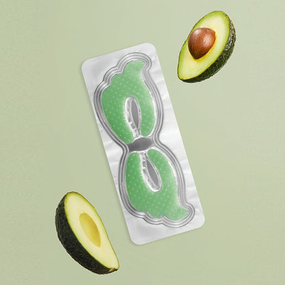 Three-Box Avocado-Print Under-Eye Patch Set with Green Individual Packs and Shea Butter Package Wording