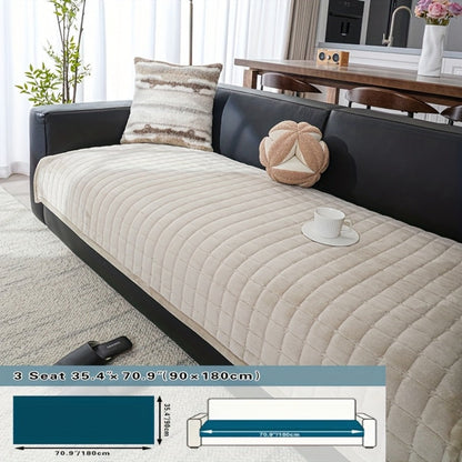 Plush Sofa Cushion Cover in Coffee, Gray or White with Two-, Three- and Four-Seat Size Options