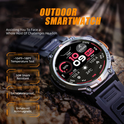 Smartwatch for Men 1.45 Inch Tactical Watch with LED Lighting and Bluetooth 5.2 Calling in Two Strap Styles
