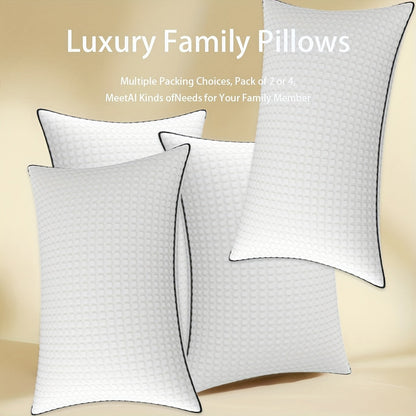 Cooling Bed Pillows Ultra-Soft Hollow Fiber Fill with 3D Airflow Technology – Hotel-Grade Breathable Support for All Seasons | Standard Queen King | 2 or 4 Pack