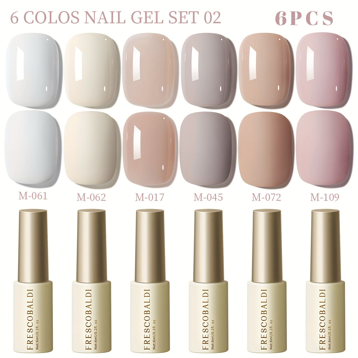 Gel Nail Polish Set with IRISGOBLADI Label, 6 Solid Colors per Set and 8 Retained Palettes