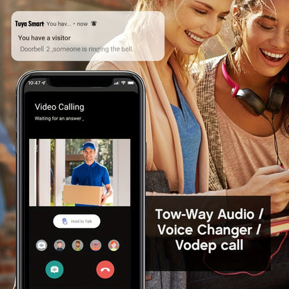 Video Doorbell Camera with Tuya App Marking, Night View, Two-Way Audio, Voice Changer and Single or Two-Pack Options