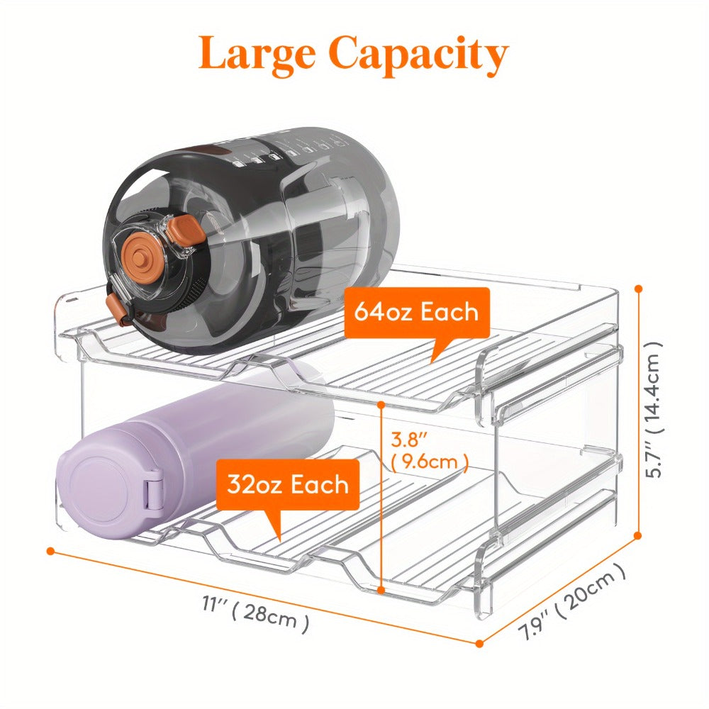 Water Bottle Rack Kitchen Organizer Stackable Plastic Holder with 5, 6, 8, 9, 11 or 12-Bottle Options