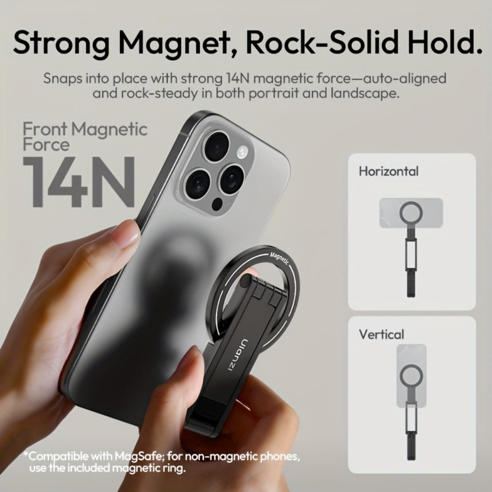 ULANZI MA60 Magnetic Phone Tripod 5-in-1 Foldable Stand Ultra-Slim 0.8cm 14N Dual Magnet 500g Load for Vlogging Content Creation Desktop Handheld Aluminum Alloy