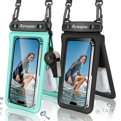 RYNAPC 2-Pack Waterproof Phone Pouch with Lanyard IPX8 Dry Bag for iPhone 16 15 14 Pro Max 6.7 Inch – Double-Layer Shockproof Sandproof Case for Swimming Boating Kayaking Beach
