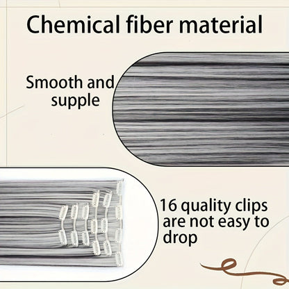 24-Inch Clip-In Hair Extension Set with Six Wefts and 16 Clips in Black or Mixed Color Options
