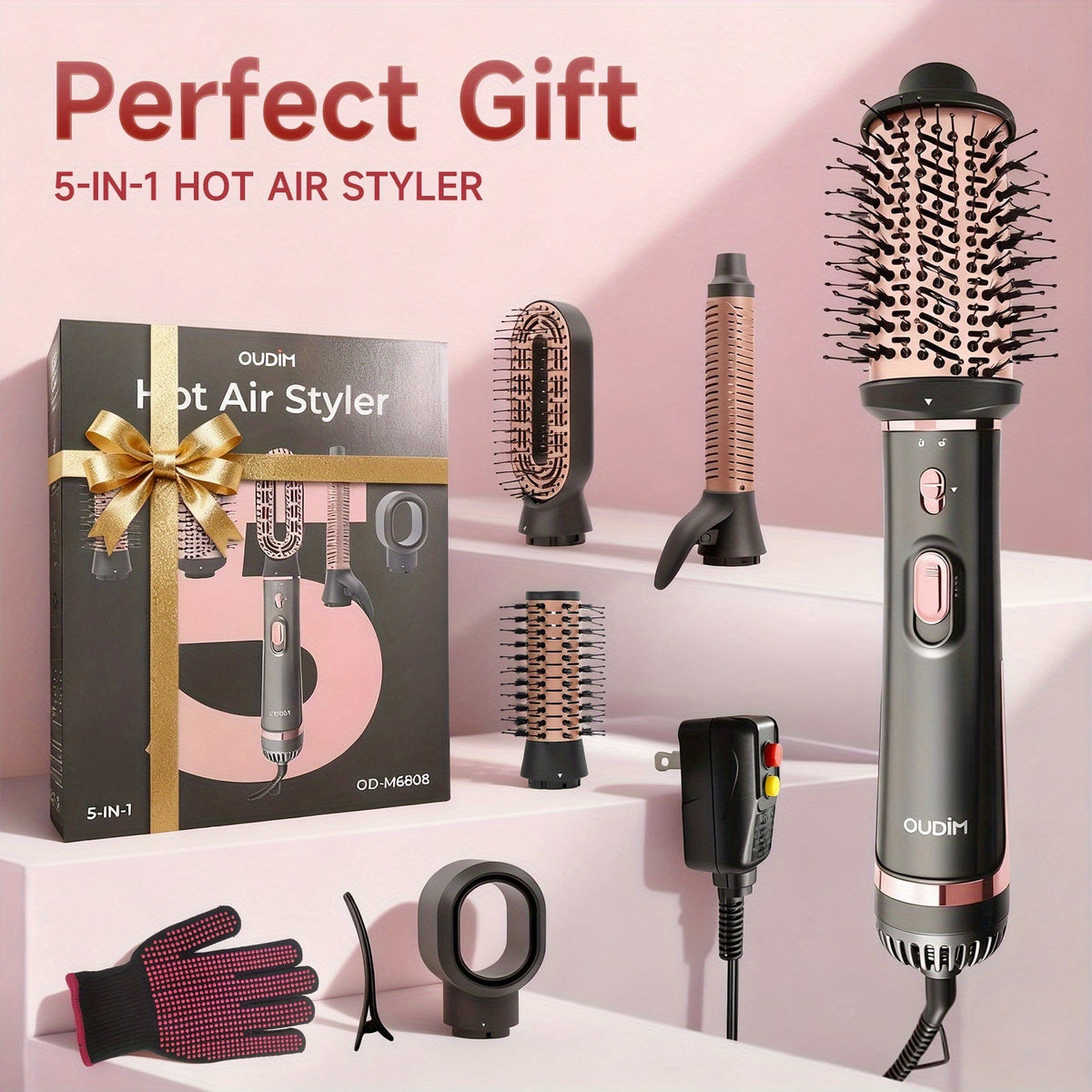 Negative Ion Hair Dryer Brush 4-in-1 Hot Air Styler, Curl, Straighten, Scalp Massage & Blow Dry, Adjustable Heat & Wind Speed