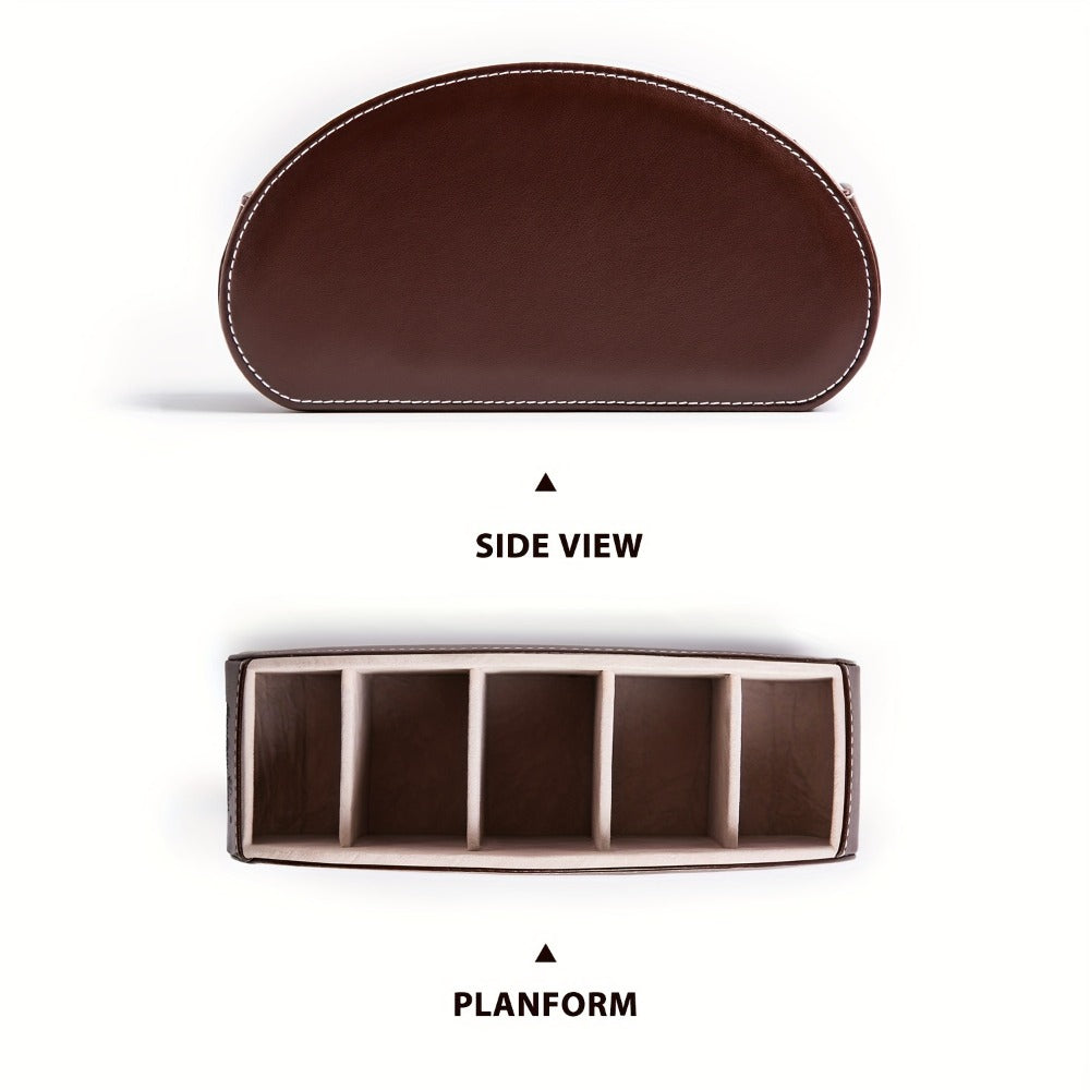 Five-Compartment PU Leather Remote Control and Desk Organizer Caddy with Nine Color and Print Options