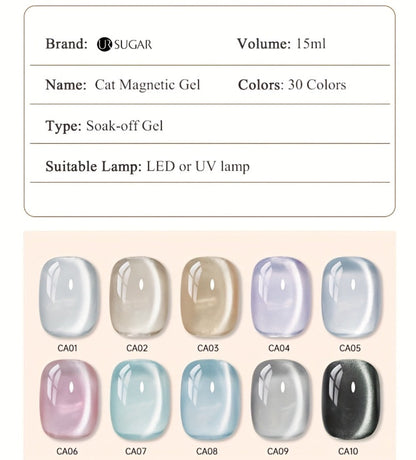 15ml CA14 Cat Eye Gel Polish in Plum Bordeaux with Magnetic Color Effect and UV/LED Lamp Curing Label