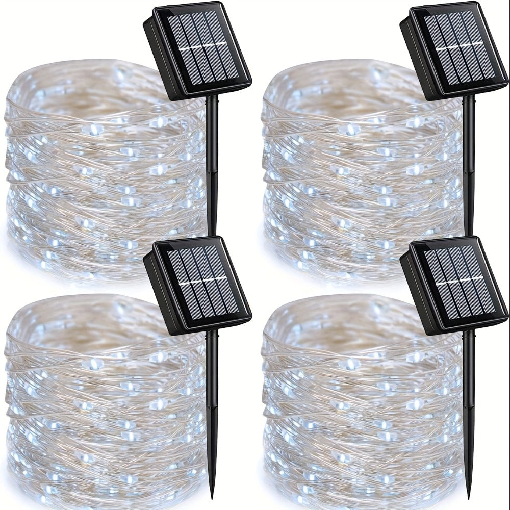 String Lights, 110-LED Solar Copper-Wire Fairy Lights with Eight Modes, Four Colors and 2-, 4- or 8-Pack Options