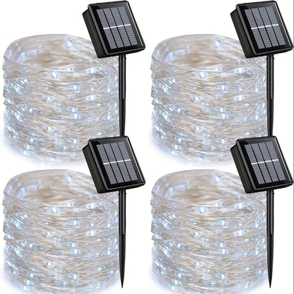 String Lights, 110-LED Solar Copper-Wire Fairy Lights with Eight Modes, Four Colors and 2-, 4- or 8-Pack Options