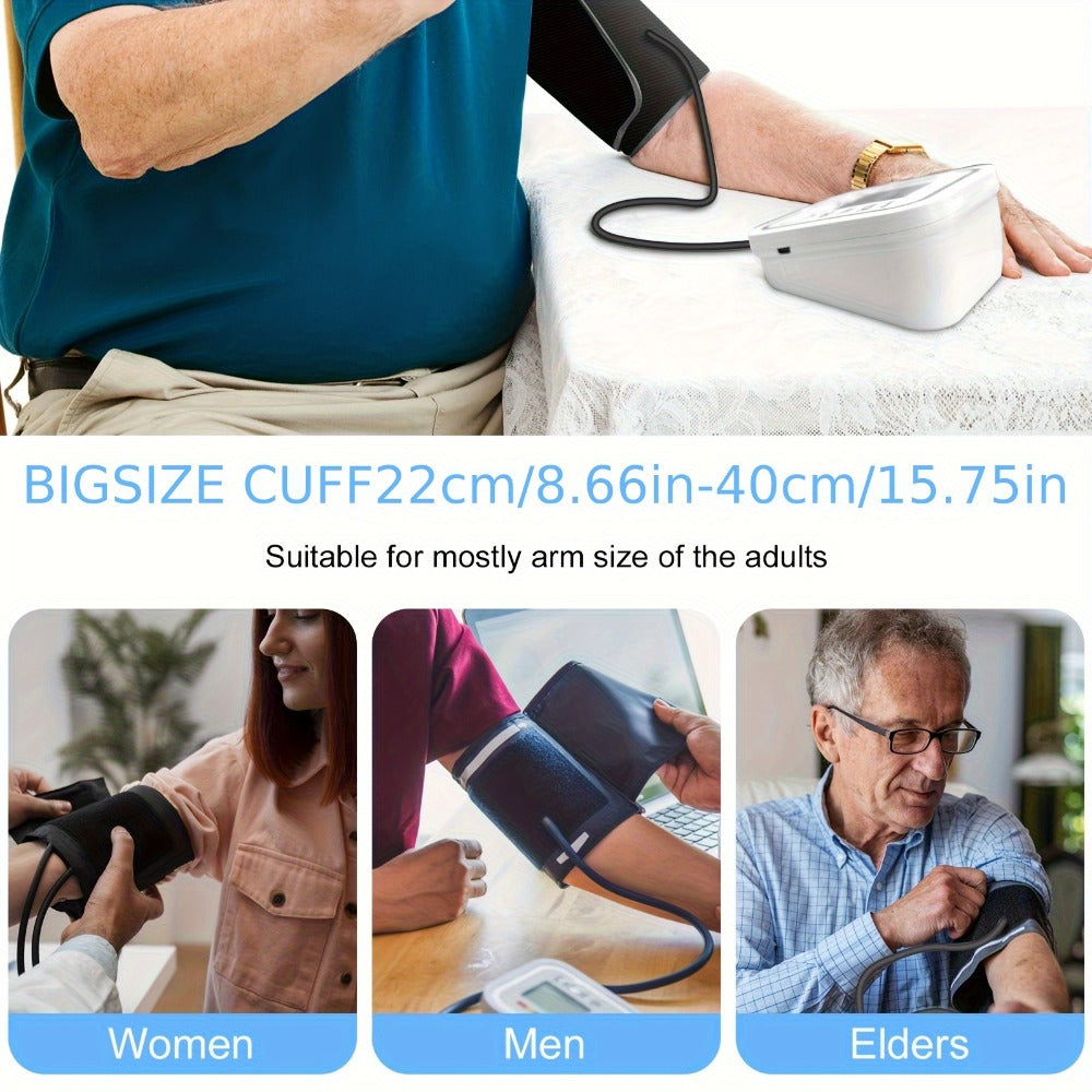 Blood Pressure Monitor by MOOD LIGHT, Upper-Arm LCD Device with Voice, Dual-User Memory and Adjustable Cuff
