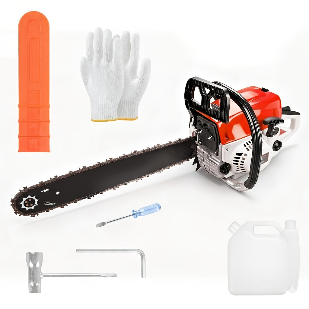 62CC Gas Chainsaw with 20-Inch Guide Bar in Five Red and Orange Checkout Configuration Options