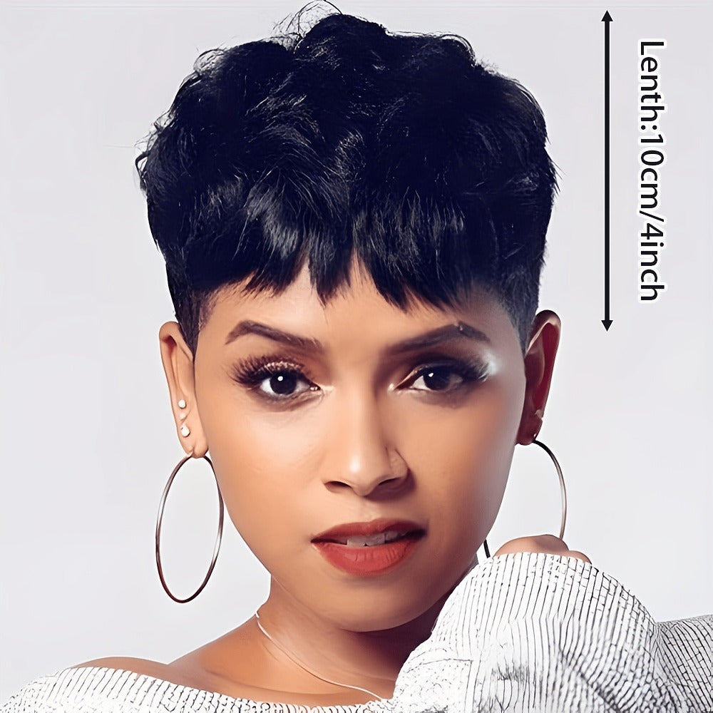 Synthetic Wig Short Body-Wave Pixie Cut, 4-Inch Rose Net Cap in Eight Fashion Colors for Women