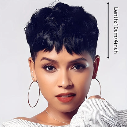 Synthetic Wig Short Body-Wave Pixie Cut, 4-Inch Rose Net Cap in Eight Fashion Colors for Women