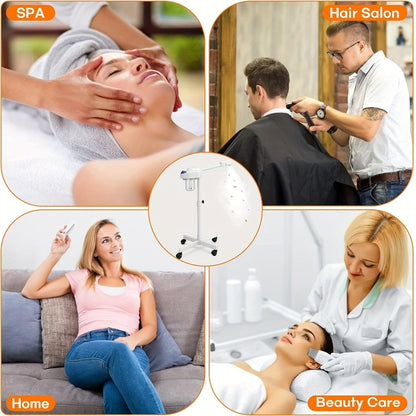 Rolling Facial Steamer with Black or White Head, Removable 250 ml Tank and Adjustable Stand Heights