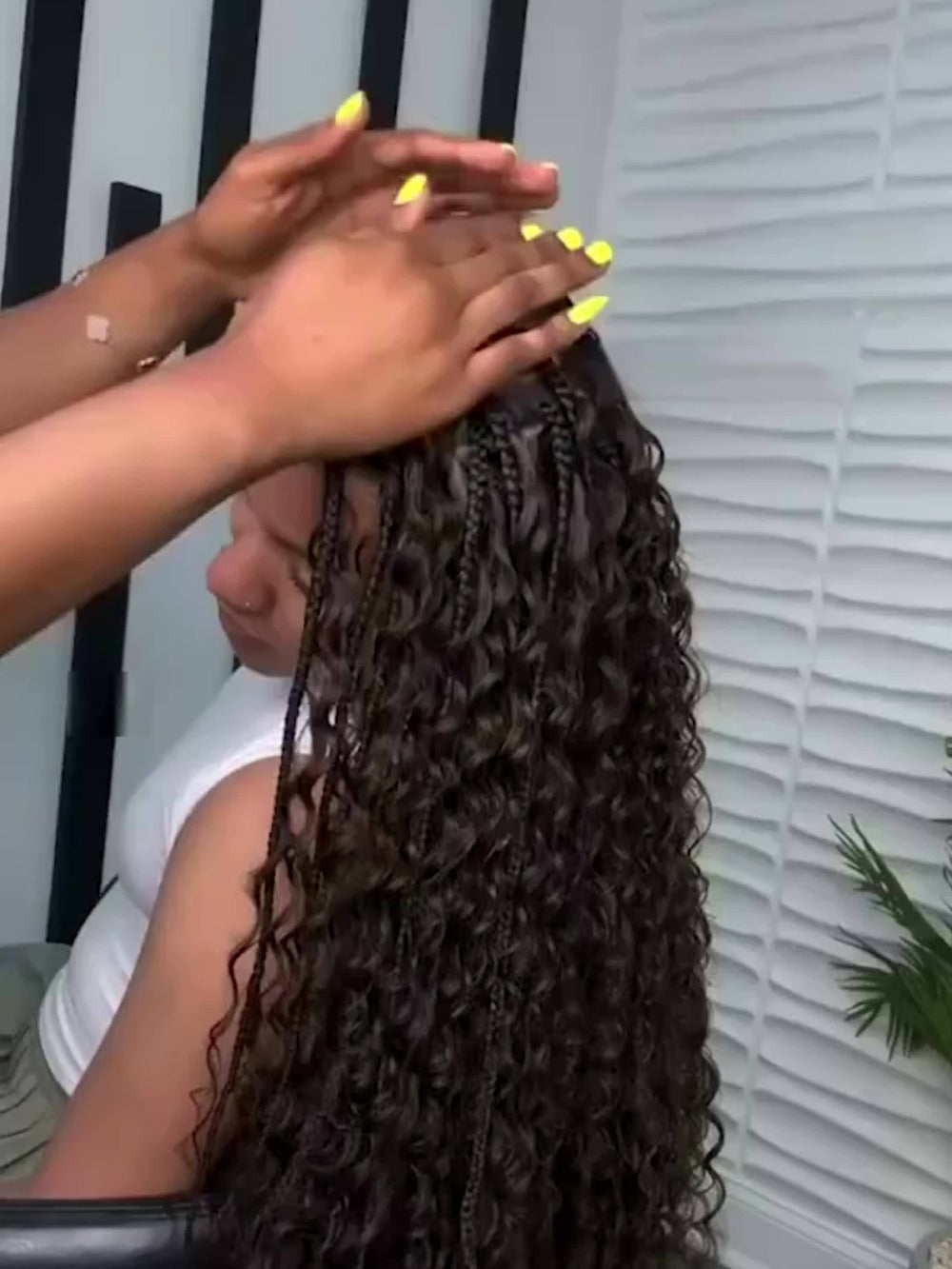 Extra-Long Black Box-Braid Wig with Curly Ends, Lace Cap and 48-Inch Checkout Length for Styling