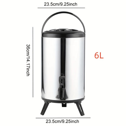 6L Insulated Beverage Dispenser with Spigot, Carry Handle, Twist Lid and Foldable Three-Leg Stand