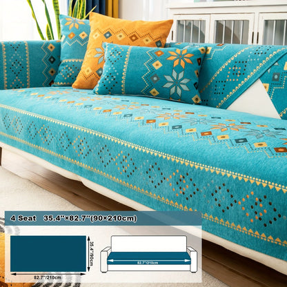 Sofa Cover Bohemian Geometric Panels for 1 to 4 Seats, Armrest or Backrest in Five Color Options