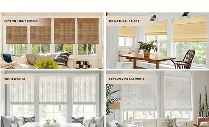 Woven Bamboo Roman Window Shade in Six Exact Color Names, 60-Inch Height and Widths from 23 to 48 Inches