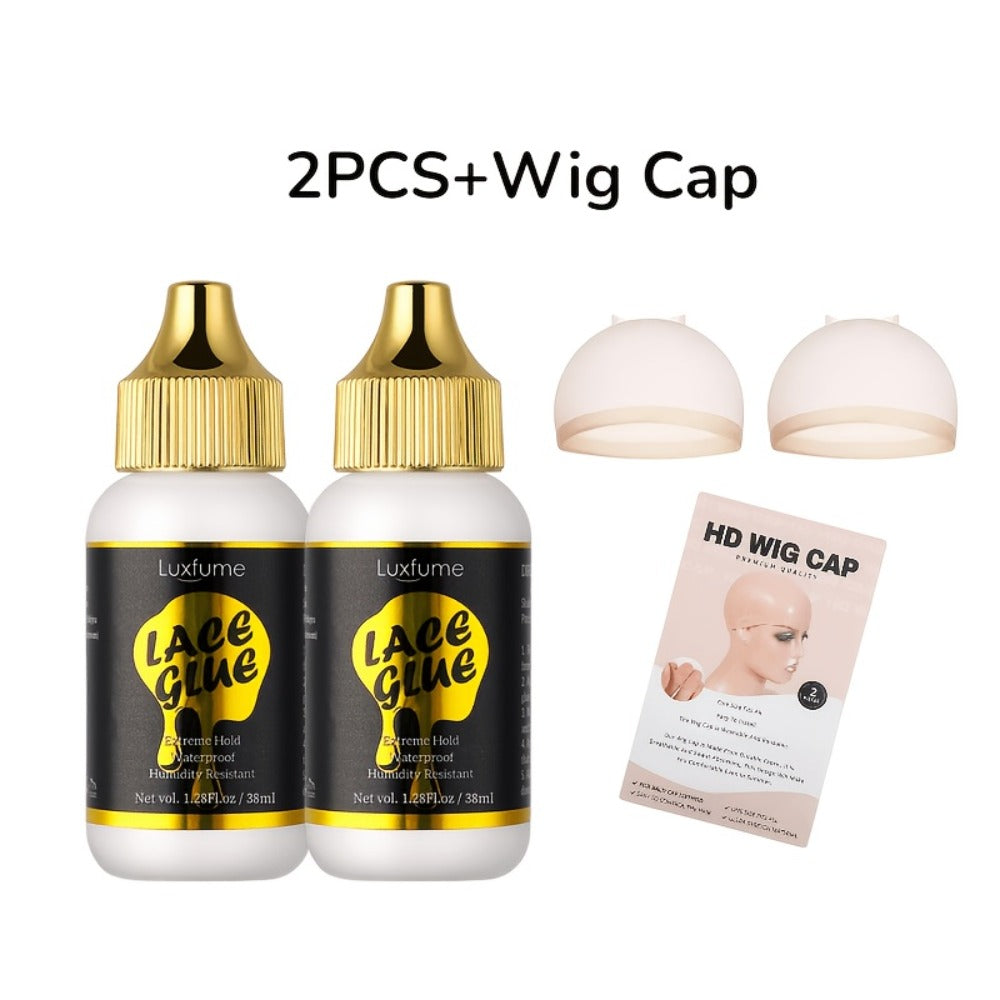 Lace Glue for Wigs Strong Hold Invisible Bonding Adhesive Waterproof Extreme Hold Fast Drying Lace Front Wig Glue for Daily Wear Styling 2pcs Set