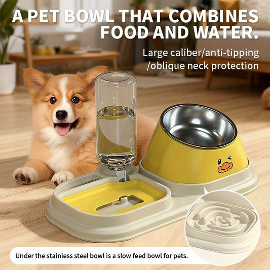 Slow Feeder Bowl 2-in-1 with Stainless Steel Insert – Large Capacity Double Pet Feeding Bowl for Cats & Dogs, Prevents Bloat & Choking, Aids Digestion, Wet & Dry Food Separator, Non-Slip Base