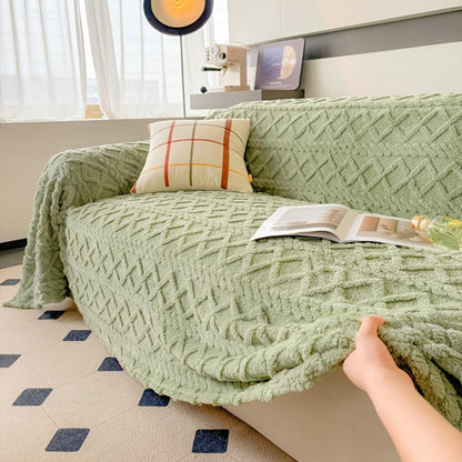 Sofa Cover 300 GSM Shu Velveteen Jacquard Throw in Three Sizes and Five Solid Colors for Armchair to Sectional