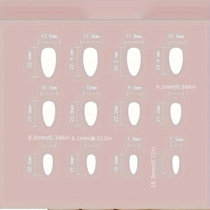 Press On Nails 144-Piece Short Almond Set with Pink Flowers, Rhinestones, Black French Tips and Glue