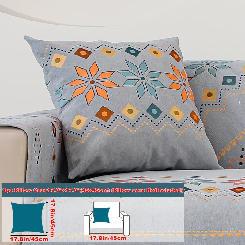 Sofa Cover Bohemian Chenille Jacquard Knit Sections with Anti-Slip Feature for Seat, Armrest or Backrest