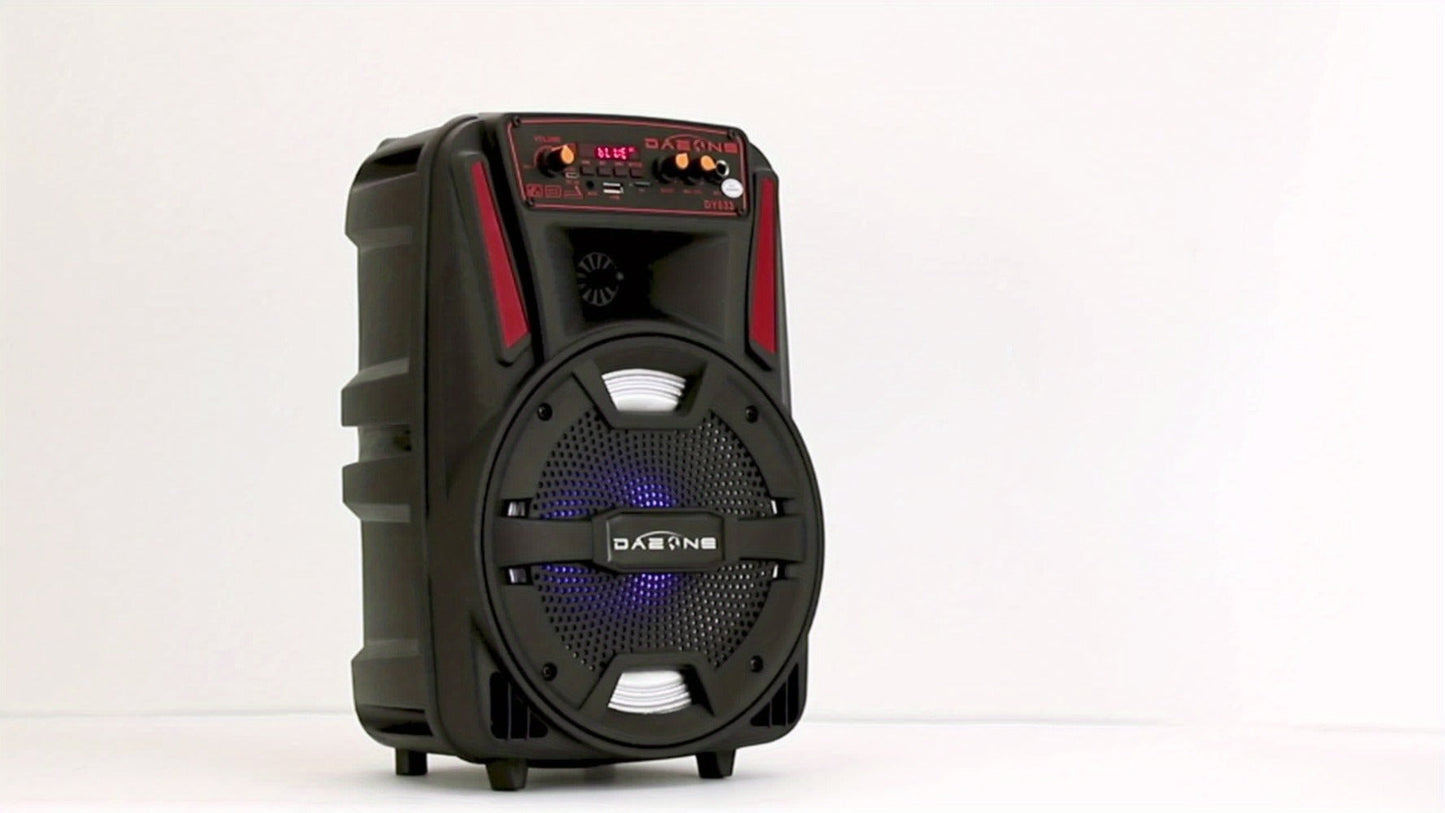 1000W Portable Party Speaker with 8-Inch Woofer & Wired Microphone, Deep Bass 2.1 Surround Sound, 8-Hour Battery, Bluetooth USB SD FM AUX, Wireless Speaker for DJ Karaoke Home Gatherings Outdoor Events