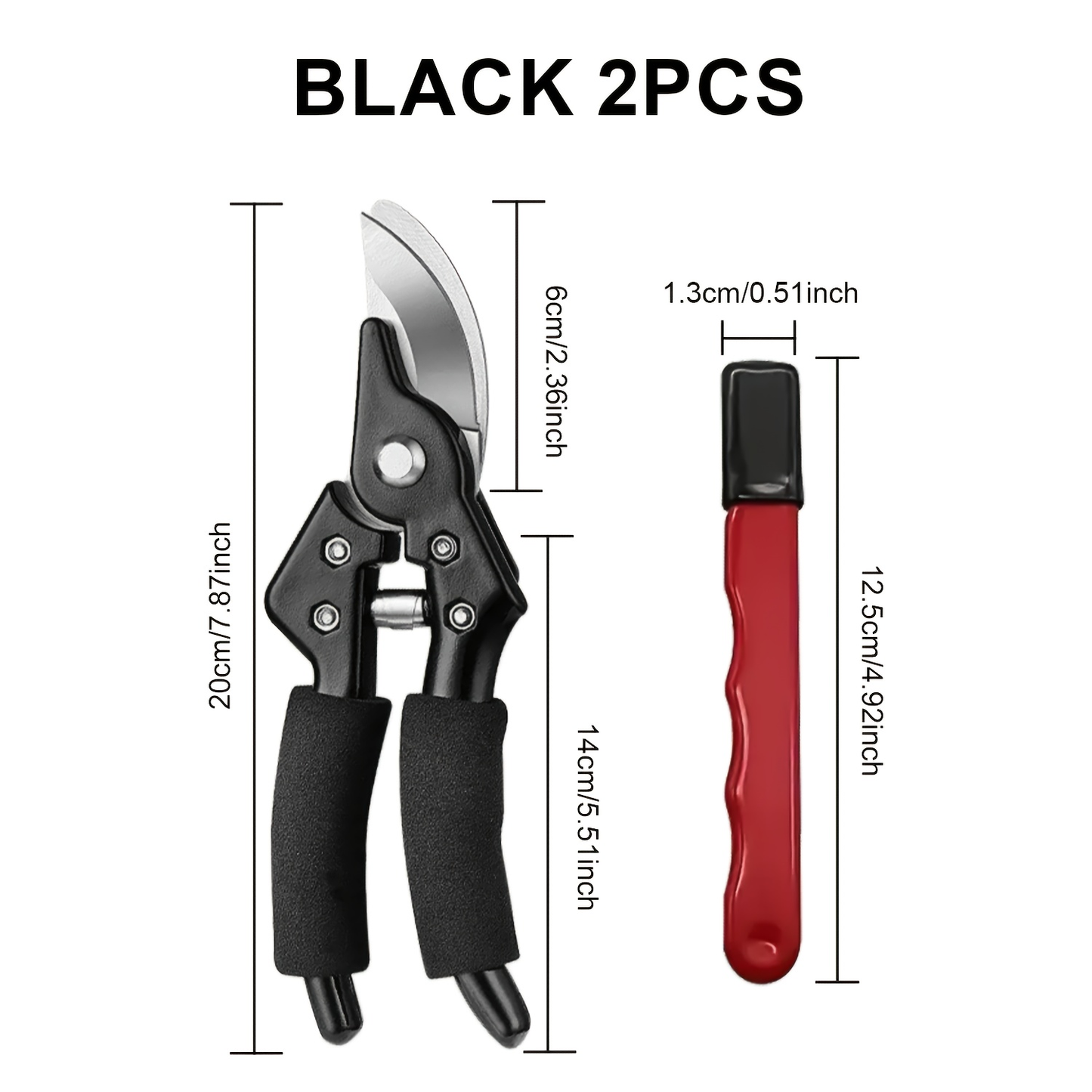 Stainless Steel Pruning Shears, 8.27 Inches with Sharpening Stone in One- or Two-Set Options
