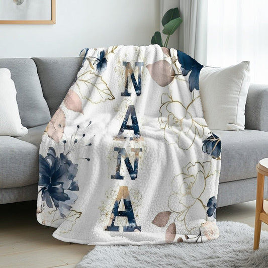 Floral Flannel Blanket – 280gsm Soft Warm Elegant Flower Print Bedspread for Sofa, Bed & Living Room, Machine Washable, 3 Sizes