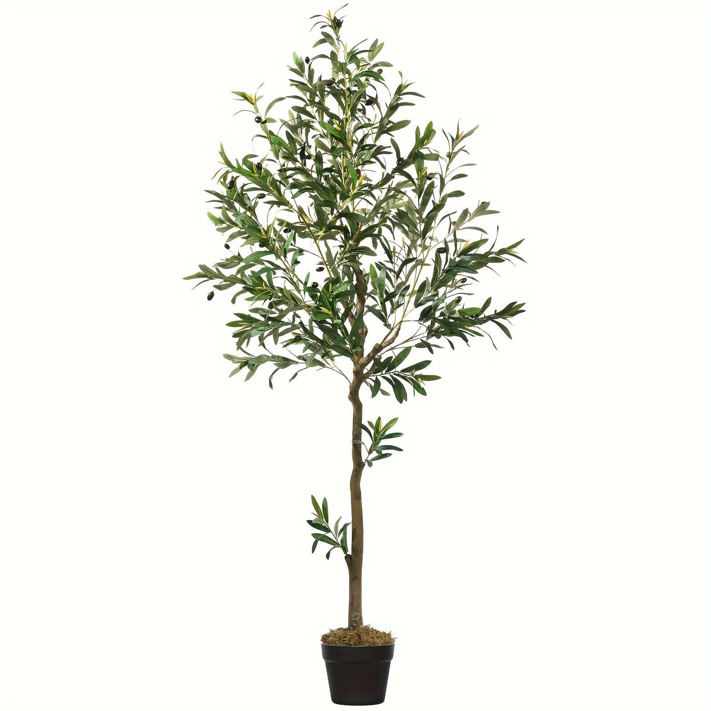 Artificial Olive Tree Indoor 5FT 6FT 7FT 8FT Potted Faux Olive Tree with Lifelike Trunk Branches Silk Leaves Fruits – Large Fake Plant for Living Room Office Home Decor