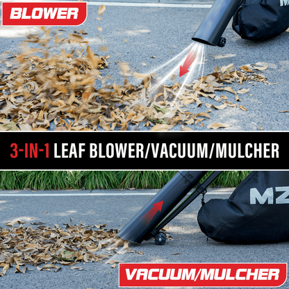 Leaf Blower Vacuum Mulcher 3-in-1 Electric Corded, 470CFM 180MPH Airflow, 13.21Gal Collection Bag, Lightweight Garden Blower Vac for Lawn Yard Driveway Patio Debris Cleanup