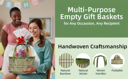 Bamboo Storage Baskets 6-Pack in Oval or Round Shapes with Nine Color and Shape Variants for Home Organization