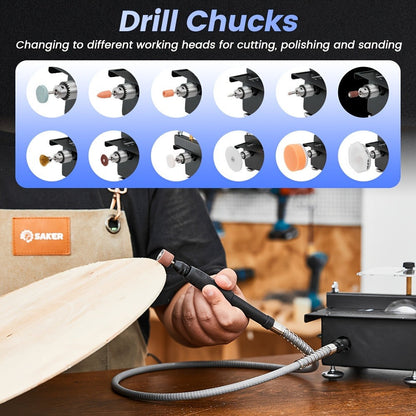 Mini Table Saw Multi-Function Portable DIY Machine, Sanding Engraving Drilling All-in-One Woodworking Tool, 7-Speed Adjustment, Precision Handmade Crafts, Great Gift for Dad, Husband & Men