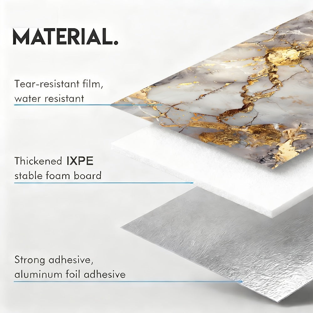 Marble Gold-Vein Wall Tile Sticker Set with 30 cm Panels, Four Colors and 50- or 100-Piece Packs