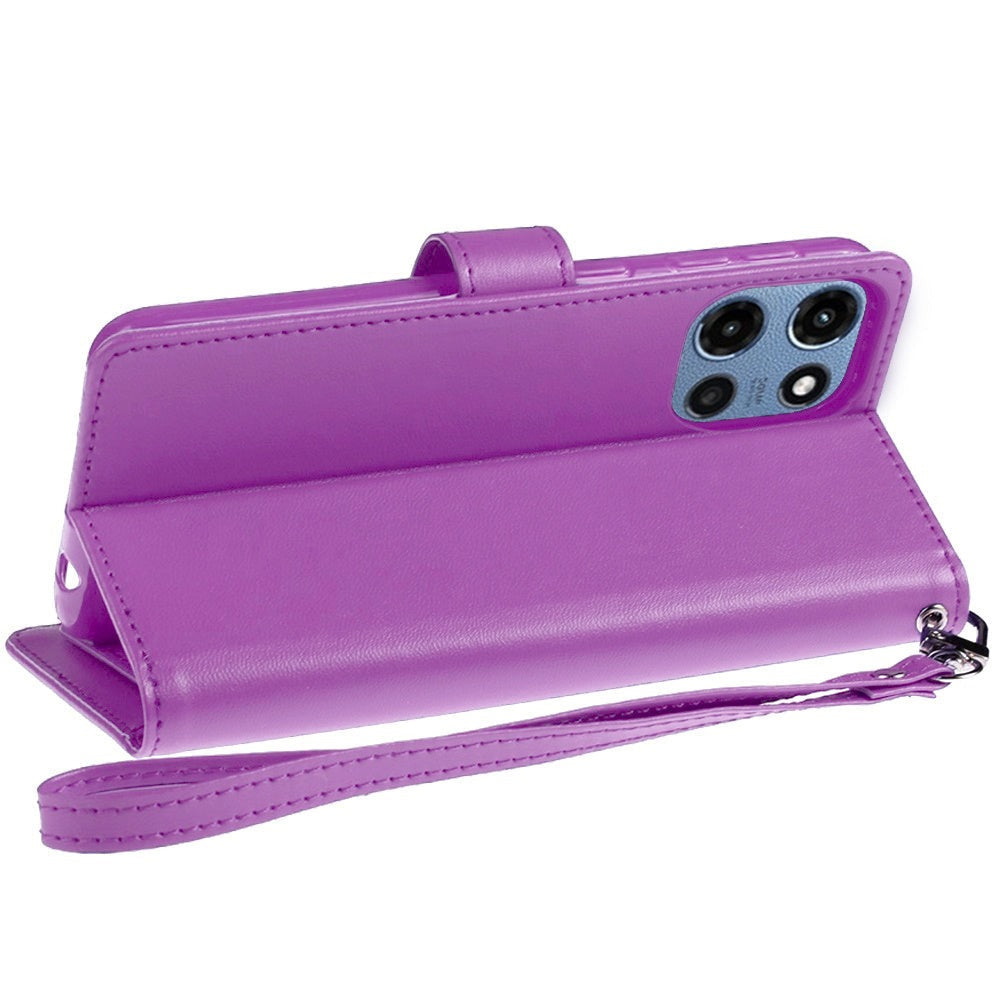 Folio Wallet Case for Motorola Moto G 5G 2025 with Five Card Slots, Cash Pocket and Kickstand