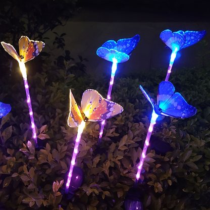 Solar Garden Lights Butterfly Stakes with Color-Changing LEDs in 3- or 6-Pack Sets for Lawn Decor