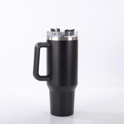 40 oz Insulated Stainless Steel Tumbler with Handle and Straw Lid in 15 Checkout Color Options