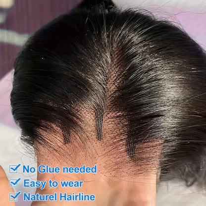 Put On and Go Glueless Human Hair Wig Bone Straight – Pre Cut 6x4.5 Transparent Lace 200% Density Pre Plucked, Ready to Wear in 3 Seconds, Natural Black & Natural Color, 10–34 Inch