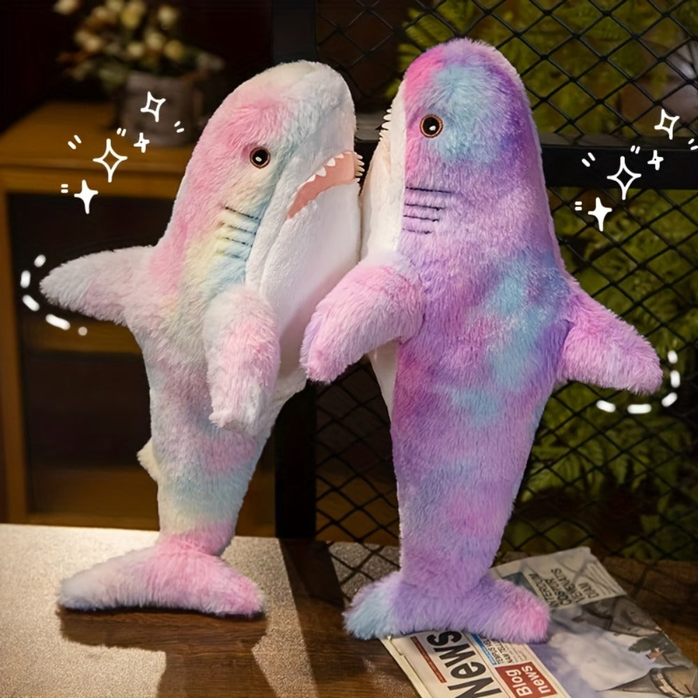 Plush Toy – Jumbo Shark Pillow 24-Inch in Blue, Grey, Blue-Pink or Rainbow Colorways and Ocean Decor