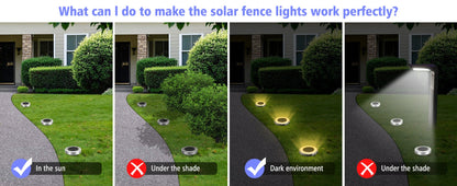 Solar Ground Lights 8 Pack 8-LED - Ultra Bright Semi-Recessed Outdoor Floor Lights for Garden Pathway Driveway Deck Staircase Pool, Warm White Dusk to Dawn Solar Step Lights Weatherproof