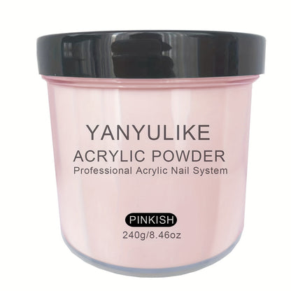 240g Acrylic Nail Powder Jar in Clear, Pink, Nude or White for Use with Compatible Acrylic Liquid