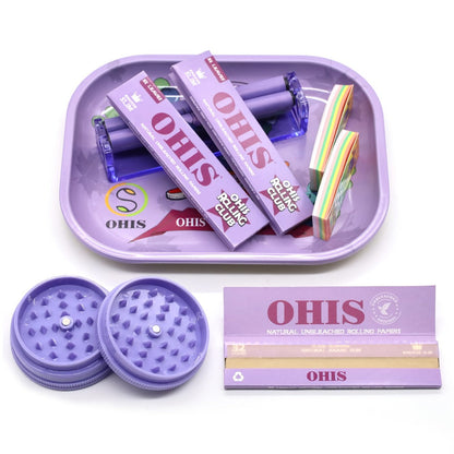 Rolling Tray Set with Grinder Rolling Papers Filter Tips Cigarette Maker - Complete Smoking Accessories Kit Gift Set for Valentine's Day