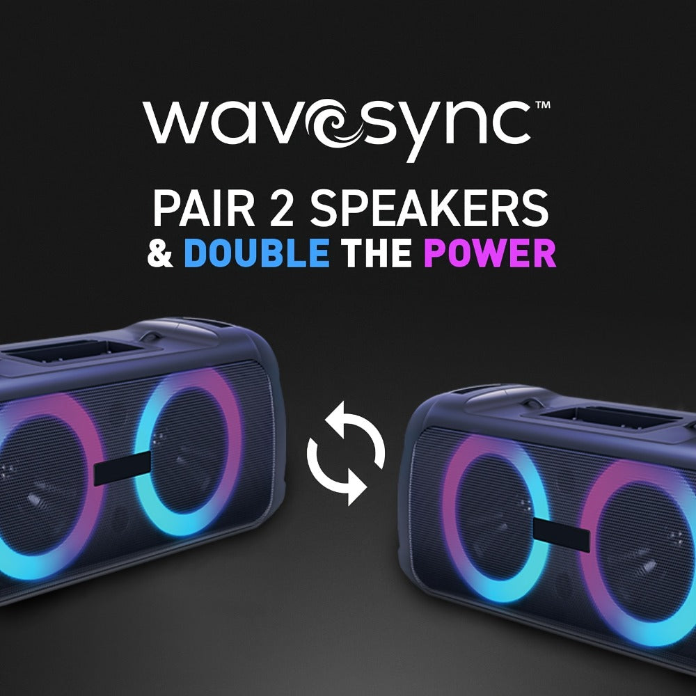 Portable Bluetooth Speaker Large Party Model with Dual 6.5-Inch Woofers, TWS, LED Rings and 5-Hour Battery