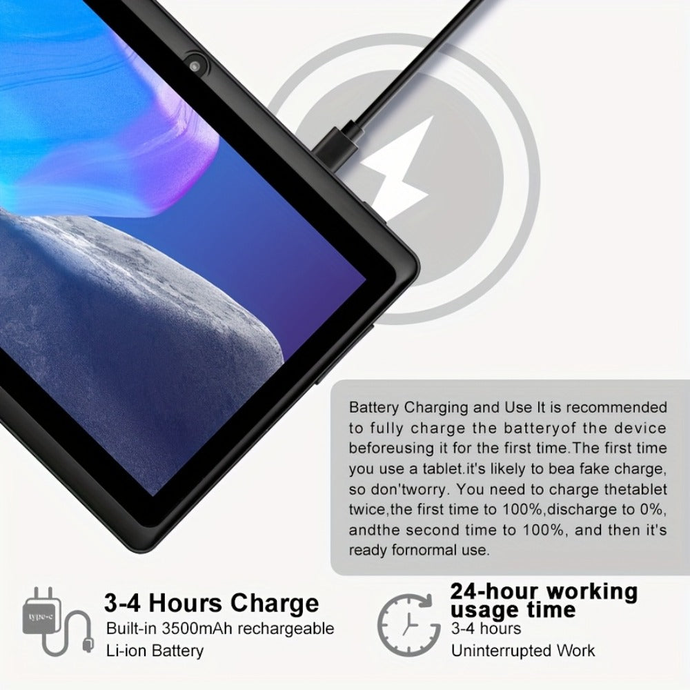 Android Tablet 7-Inch with Android 14, 4GB Total RAM, 32GB Internal Storage and Protective Case Options
