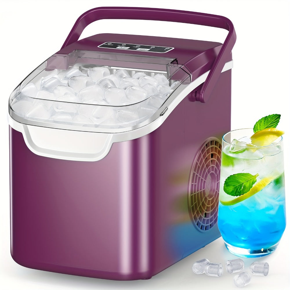 Portable Ice Maker Machine 26 Lbs/Day - Countertop Ice Maker Makes 8 Ice Cubes in 6 Minutes, 2 Ice Sizes, Self-Cleaning with Basket & Scoop for Home Kitchen Party Camping Bar RV, 4 Colors Available